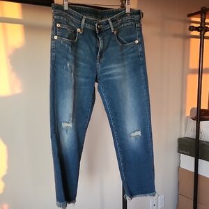 R13 Distressed Jeans.  Boy Straight.  Color Baylis W Rips.  Size 30. New No Tags